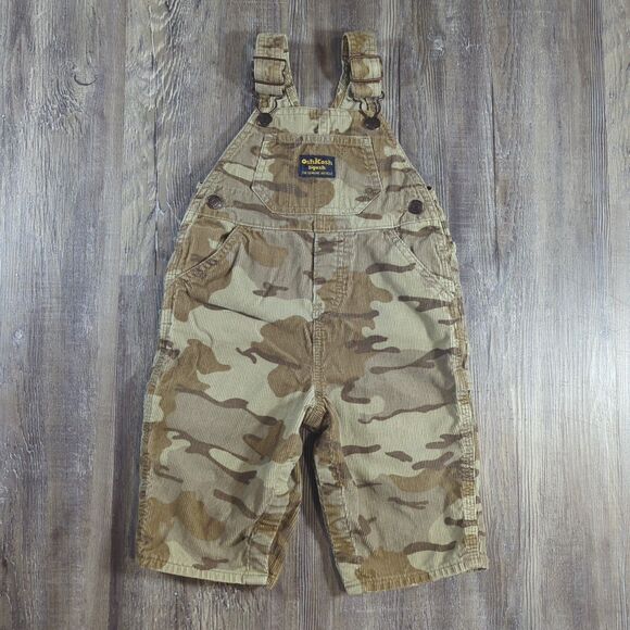 Oshkosh B'Gosh Boys Camo Corduroy Overalls 12 Months Barn Outdoor - Picture 1 of 11